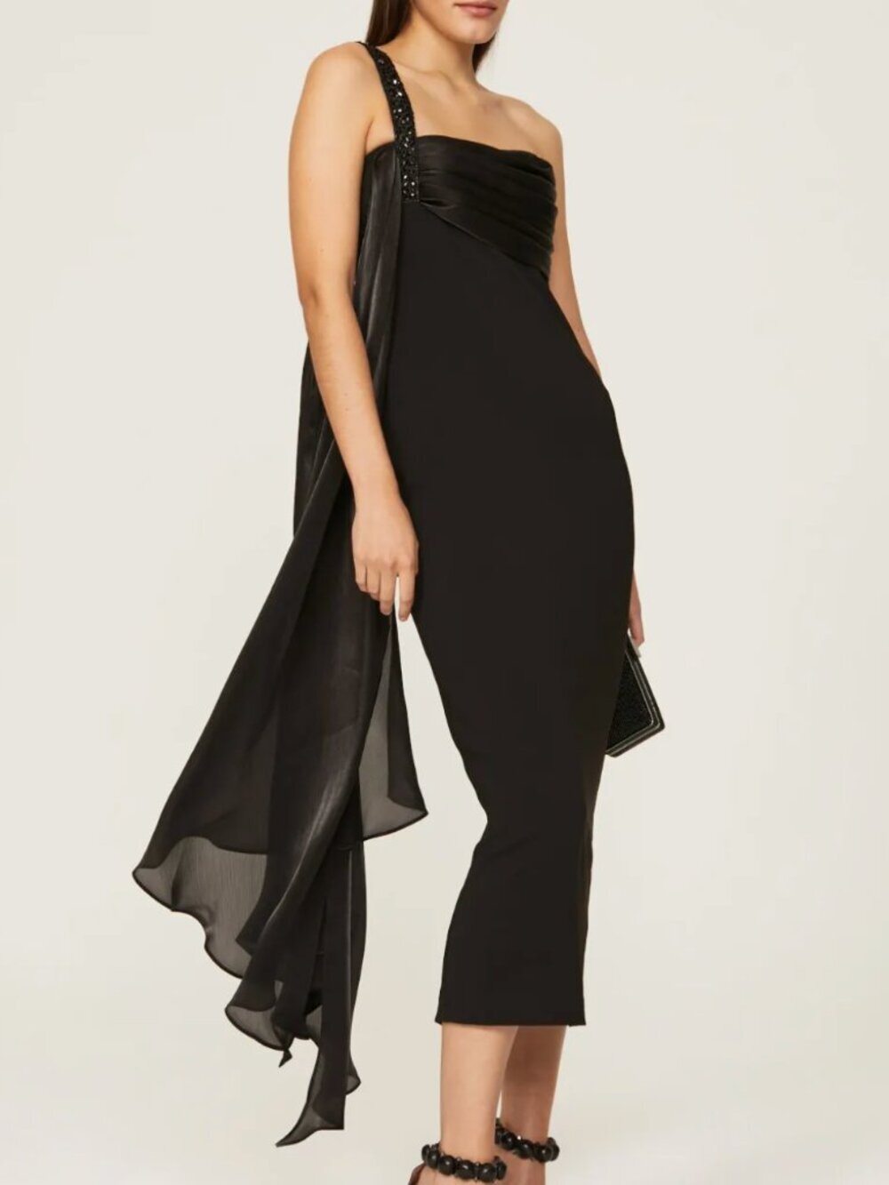 Badgley Mischka Black Drape Front Dress size 8